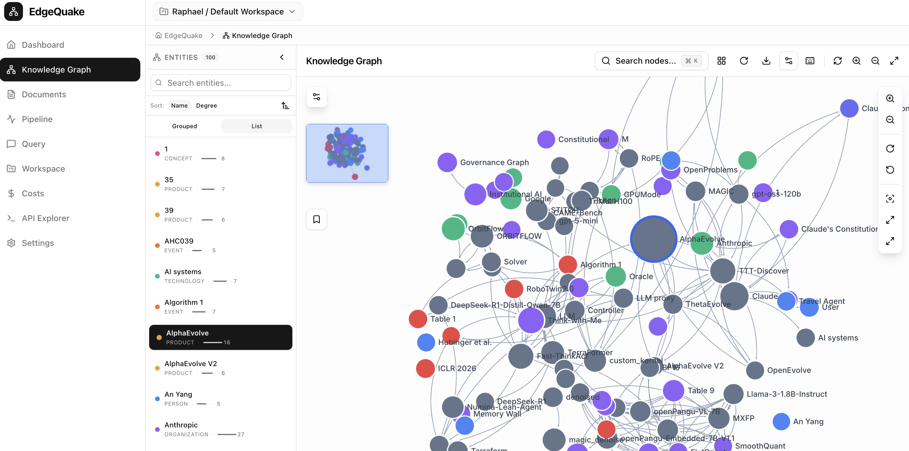 EdgeQuake UI screenshot